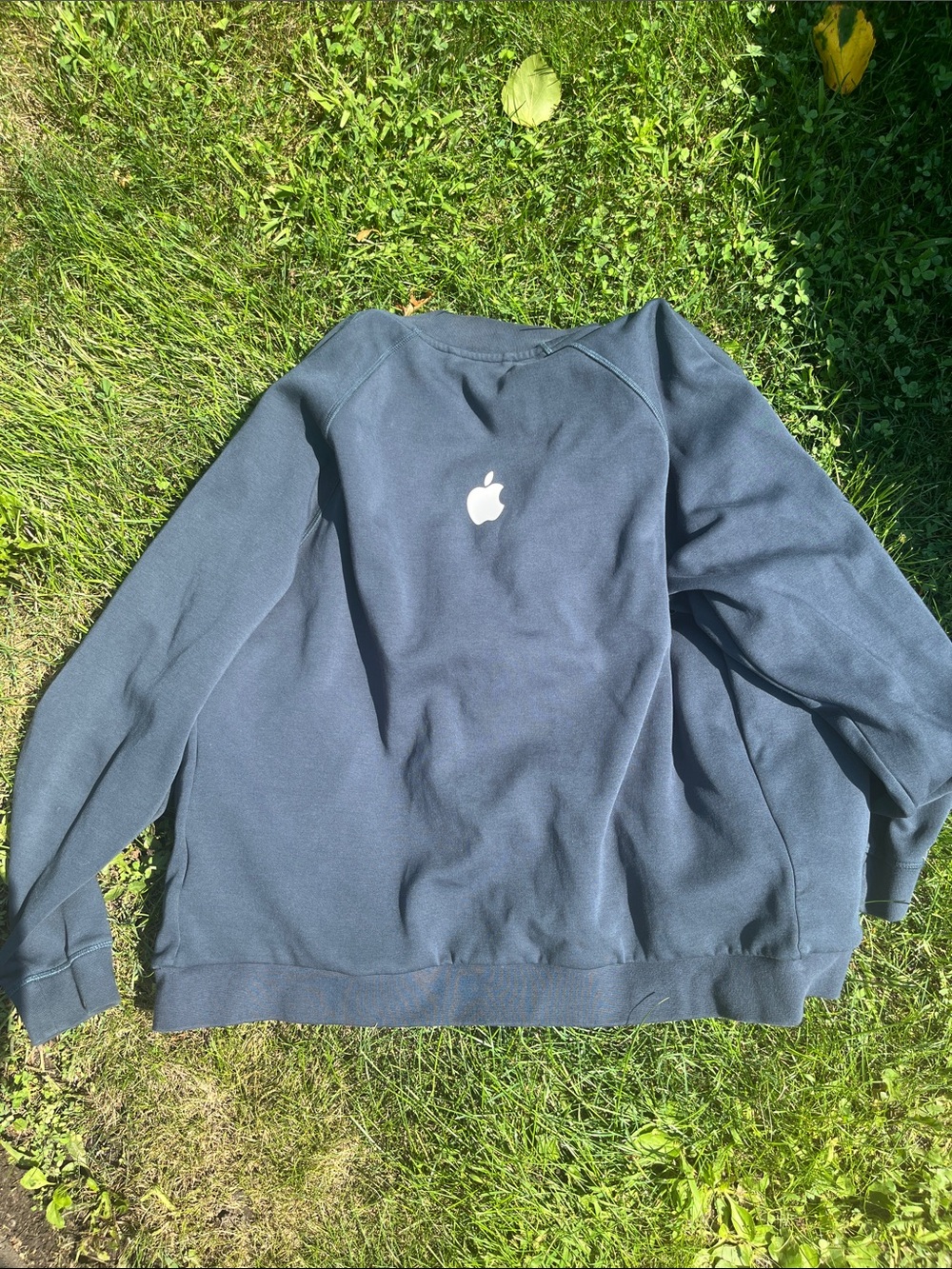 Apple Navy Blue Crewneck Sweatshirt with White Apple Logo - Men's M